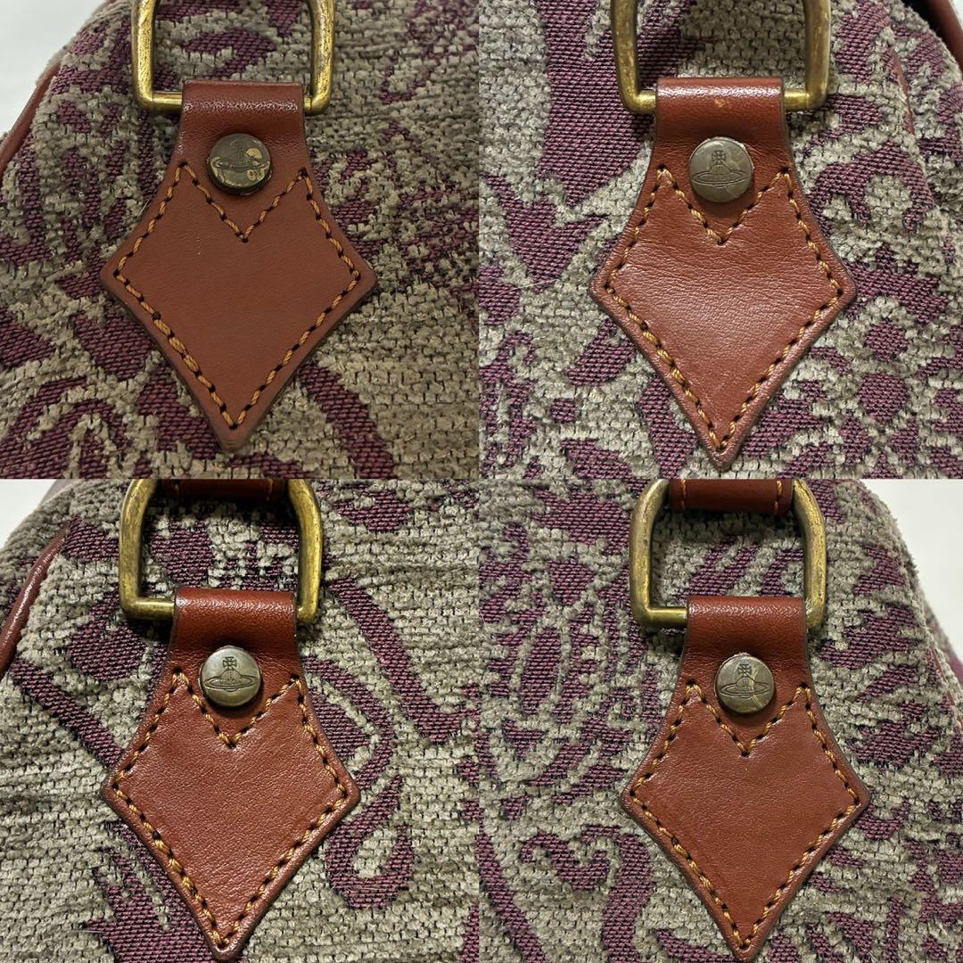 【美品】ヴィヴィアンウエストウッド ハンドバッグ レザー ウール ゴブラン織り