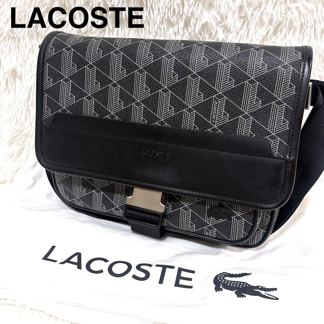 国内完売 希少 美品 LACOSTE モノグラムフラップメッセンジャーバッグ