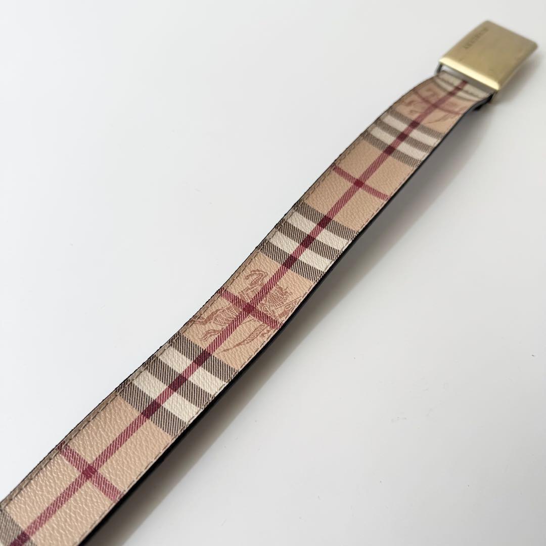 BURBERRY　ベルト　ノバチェック　シャドーホース　ゴールド金具　レザー