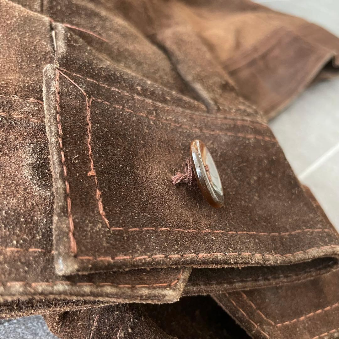 euro vintage 本革 スウェードレザージャケット 短丈 ブラウン