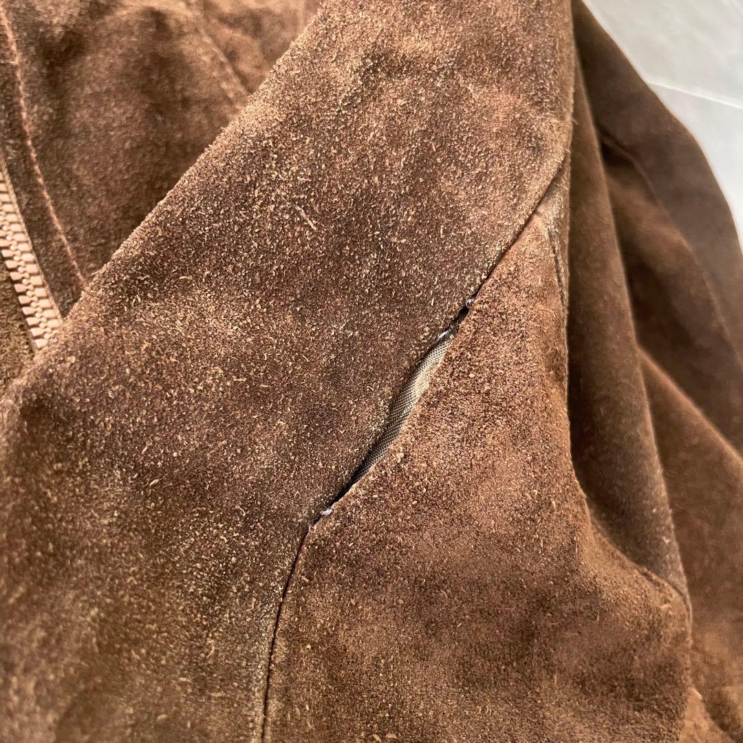 euro vintage 本革 スウェードレザージャケット 短丈 ブラウン