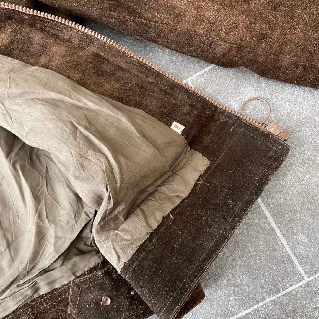 euro vintage 本革 スウェードレザージャケット 短丈 ブラウン