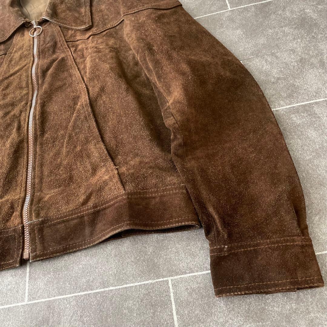 euro vintage 本革 スウェードレザージャケット 短丈 ブラウン