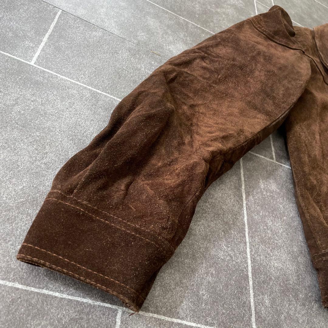 euro vintage 本革 スウェードレザージャケット 短丈 ブラウン
