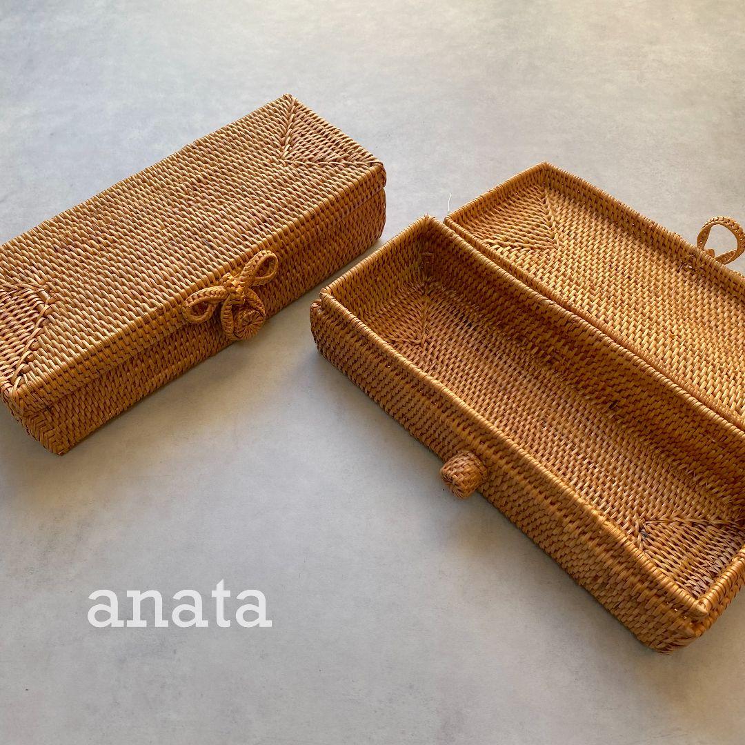 バリ島　カトラリーケース2ヶ　新品未使用　テーブル用品　小物入れ　かご　アタ