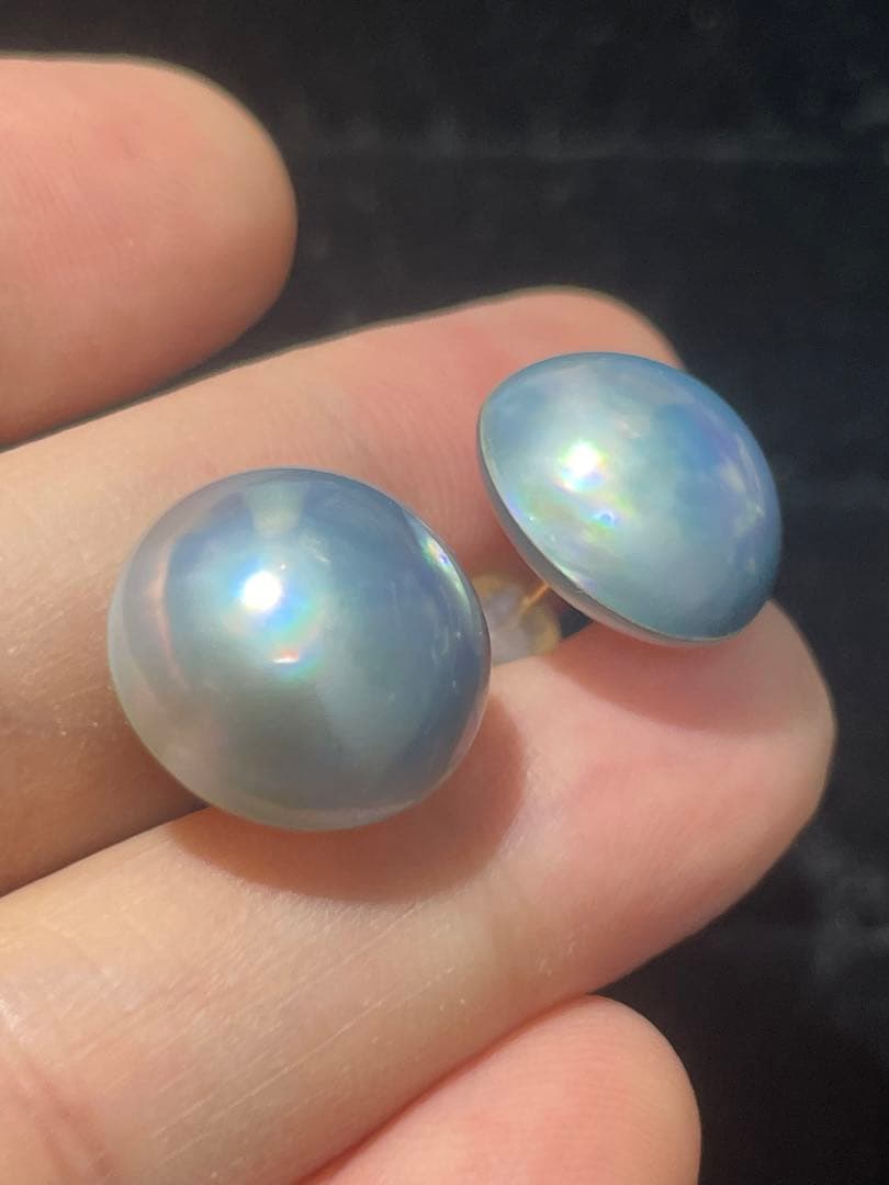 18k，天然マベパールピアス