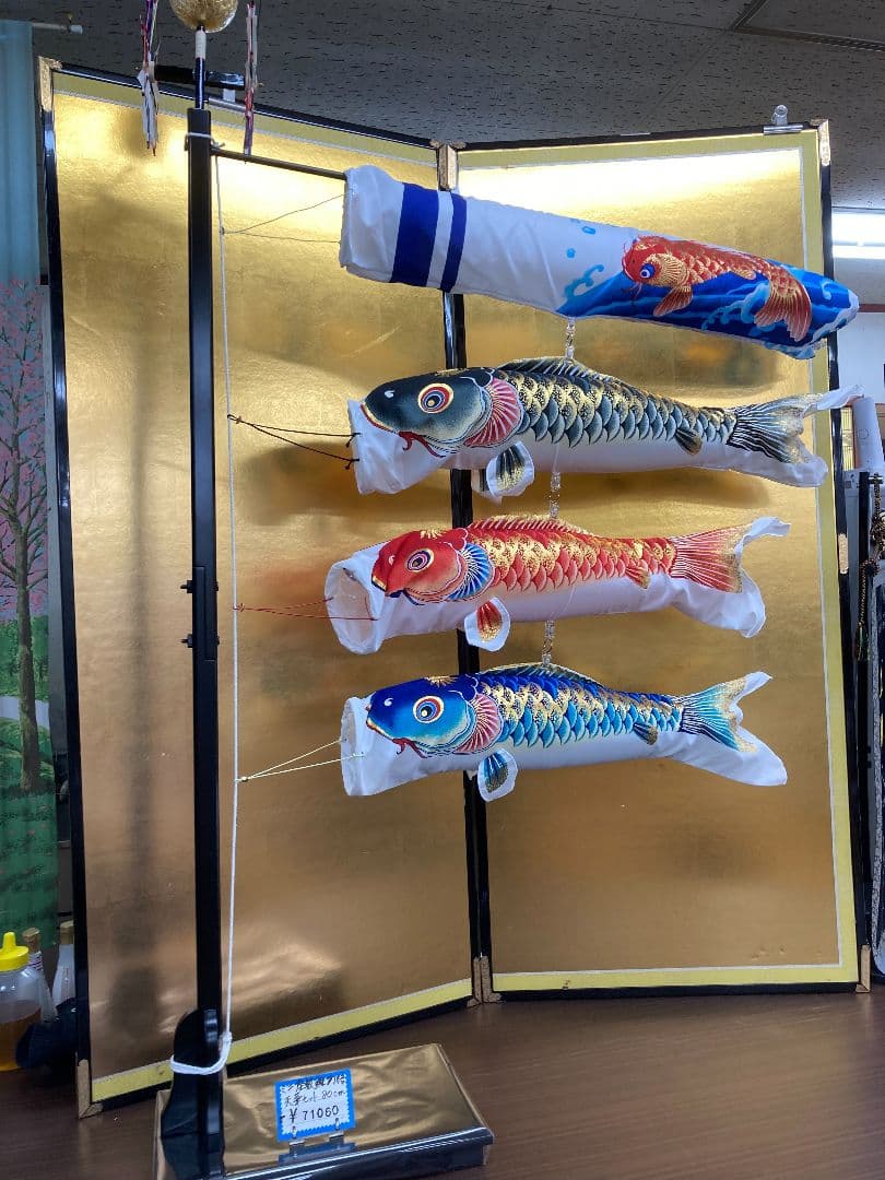 【展示品限り】鯉のぼり（室内用)　プチ座敷鯉物語　天華セット　80cm