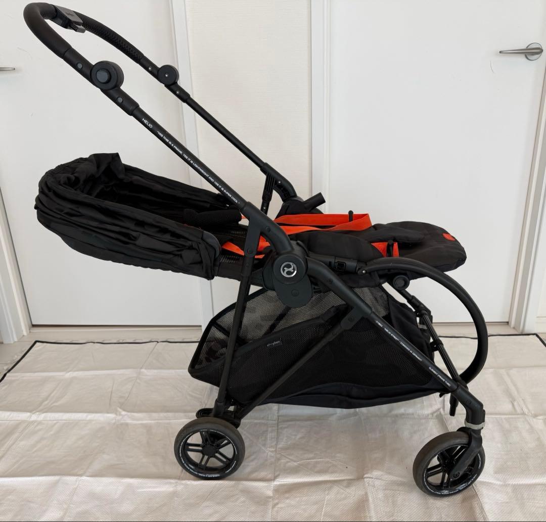 Cybex MELIO ベビーカー ブラック/オレンジ　カーボン