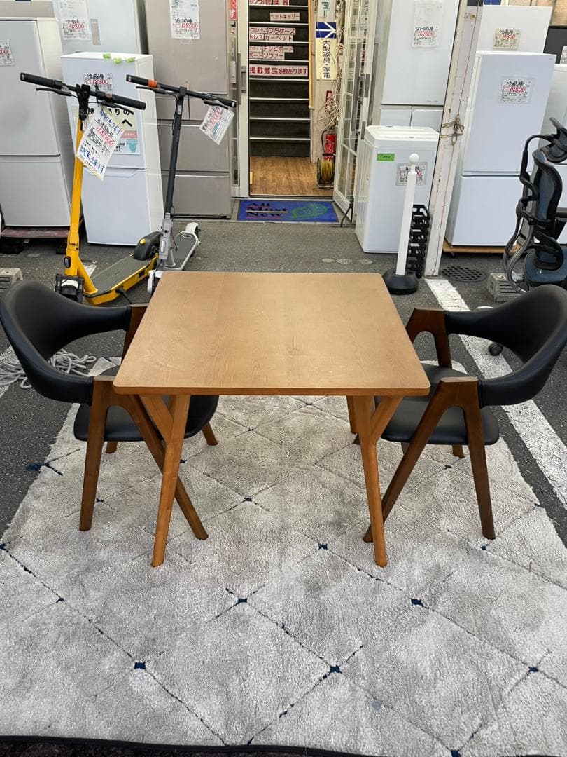 【福岡市限定】ダイニングセット 2人用 80×80×70 VILLON ヴィヨン