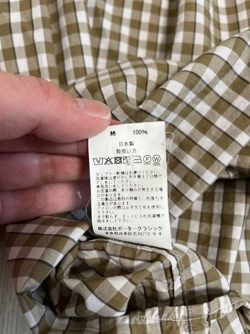 Porter Classic ロールアップシャツ　ゴールド　ギンガム　 M