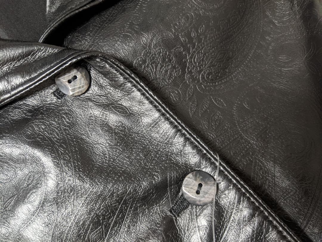 189　新品未使用タグ付　超軽量　鹿革　リアルレザー　フリル　ロングコート