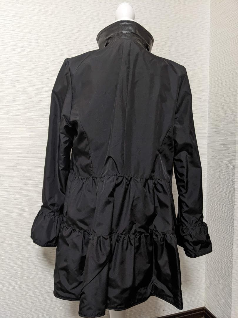 189　新品未使用タグ付　超軽量　鹿革　リアルレザー　フリル　ロングコート
