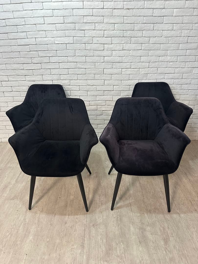 【M】定価7万　4脚セット　ベルベット　チェア　椅子　ダイニング