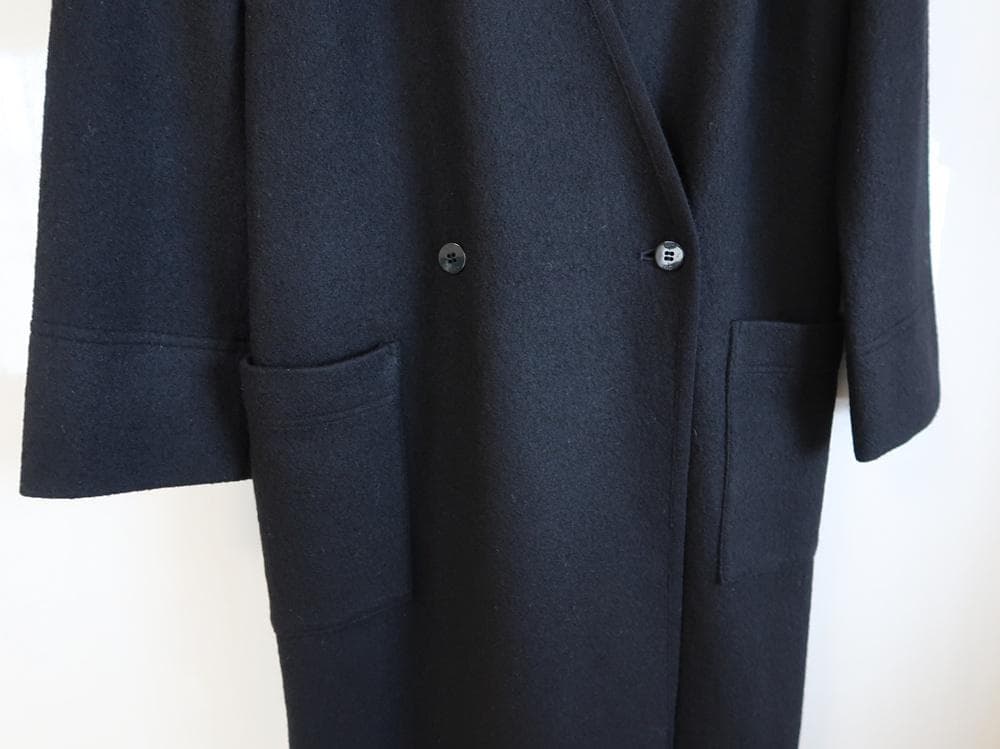 エラフ ノーカラーロングコート/ウール/カーディガン