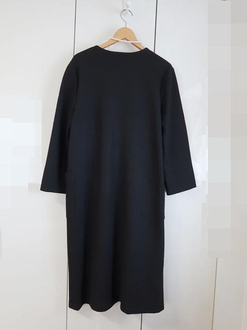 エラフ ノーカラーロングコート/ウール/カーディガン