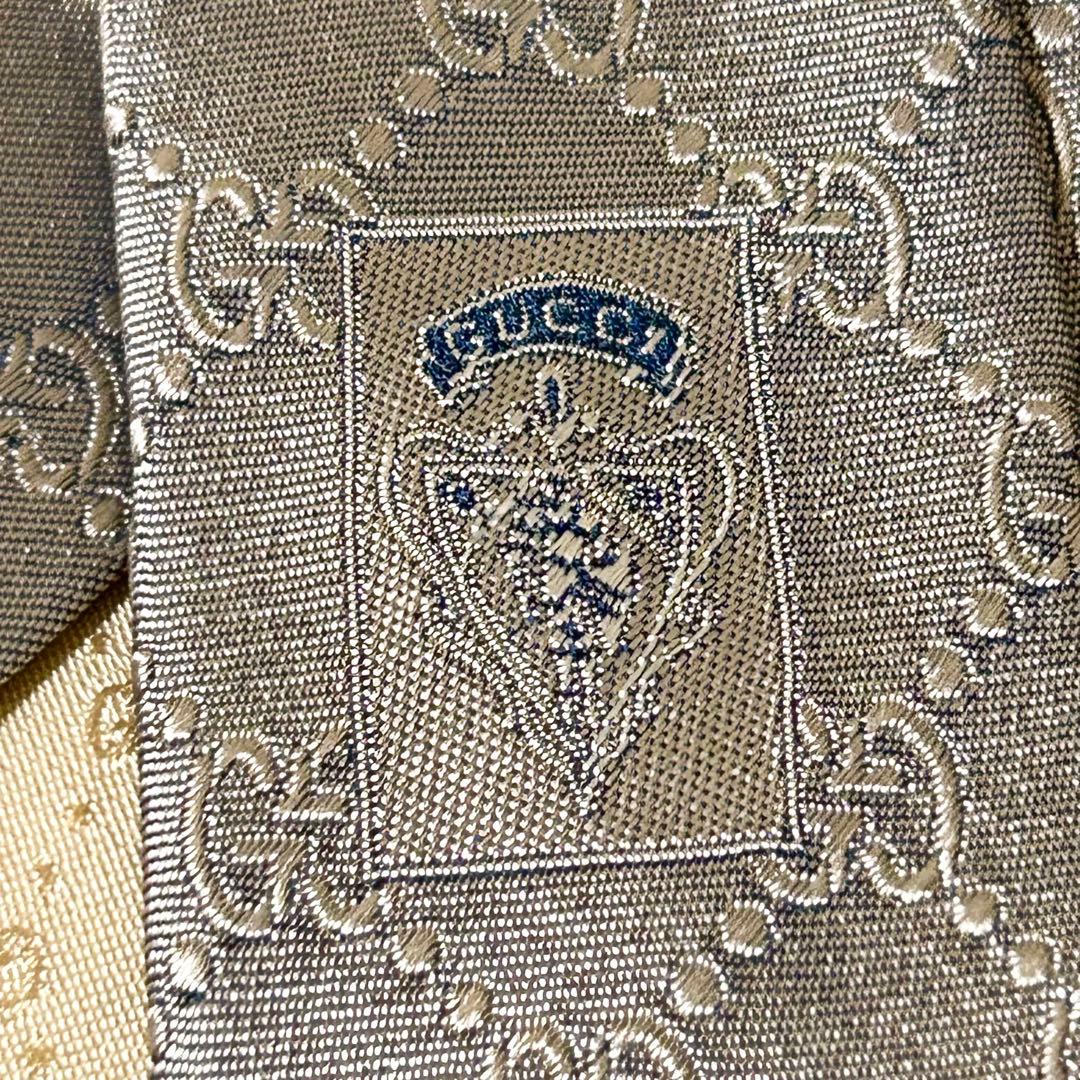 【美品】グッチ GG 総柄 シルク 100% ネクタイ 【クリーニング済】