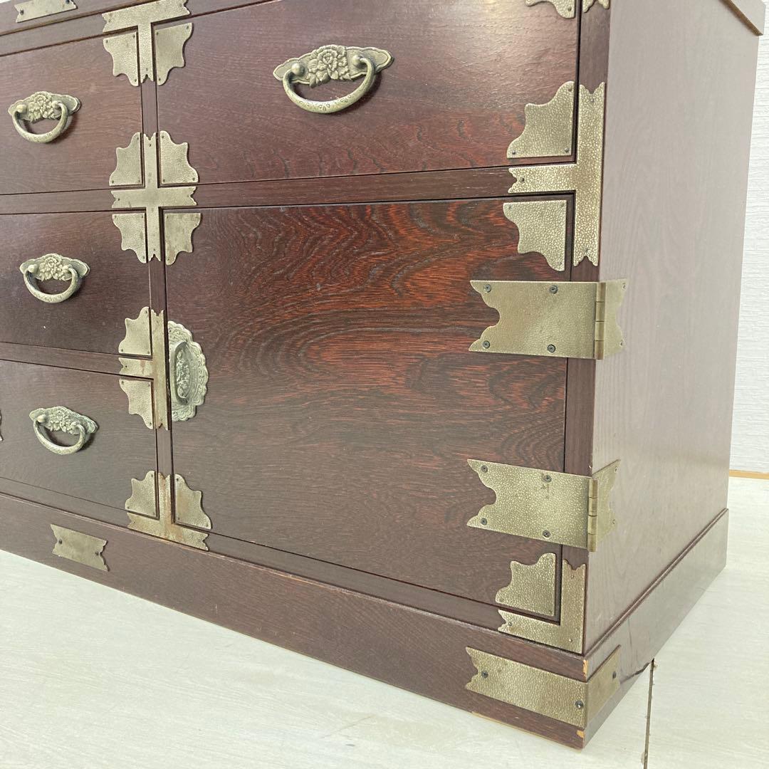 民芸調　4段チェスト　箪笥　タンス　ミドルチェスト　古民家　時代風