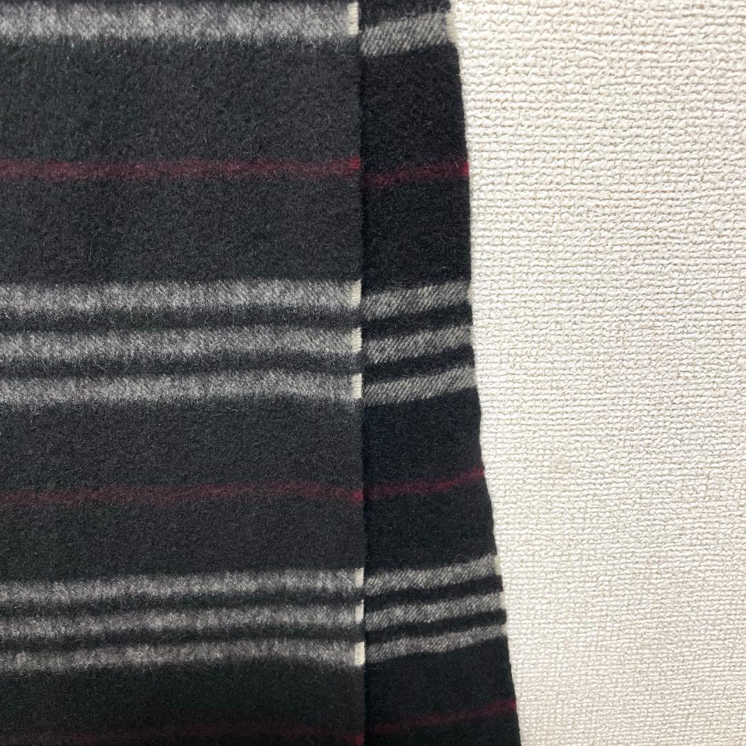 バーバリー ブラックレーベル カシミヤ マフラー 黒 ボーダー ホースロゴ