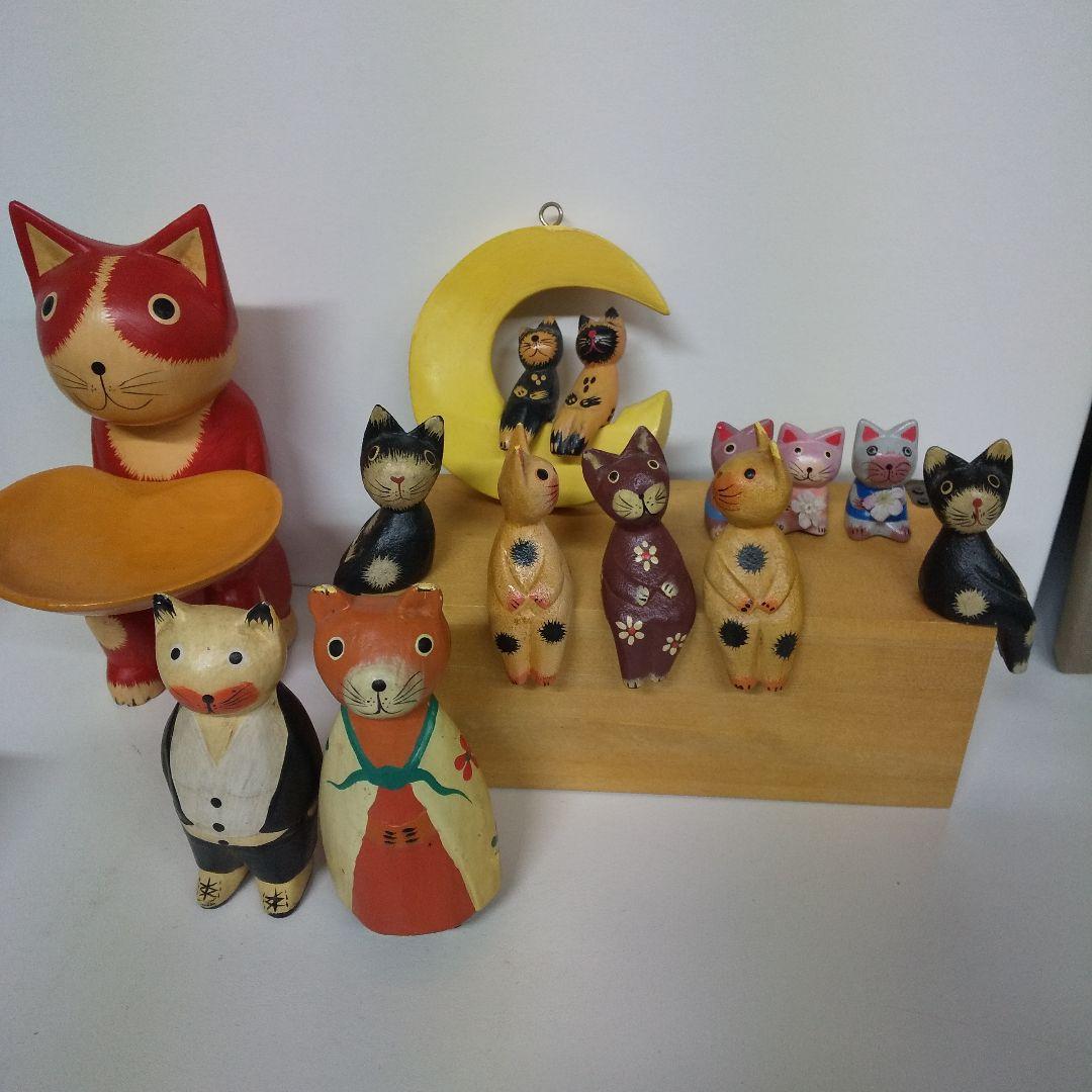 木彫り 猫 木製 置物