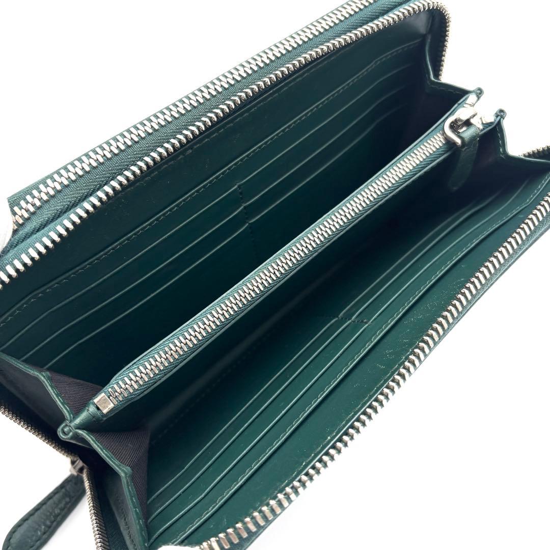 正規品 バーバリー 長財布 オーガナイザー セカンドバッグ レザー グリーン