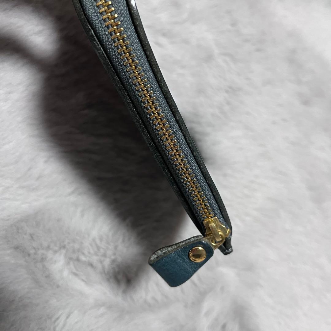 土屋鞄　ナチューラ Lファスナー　財布　ブルーグリーン