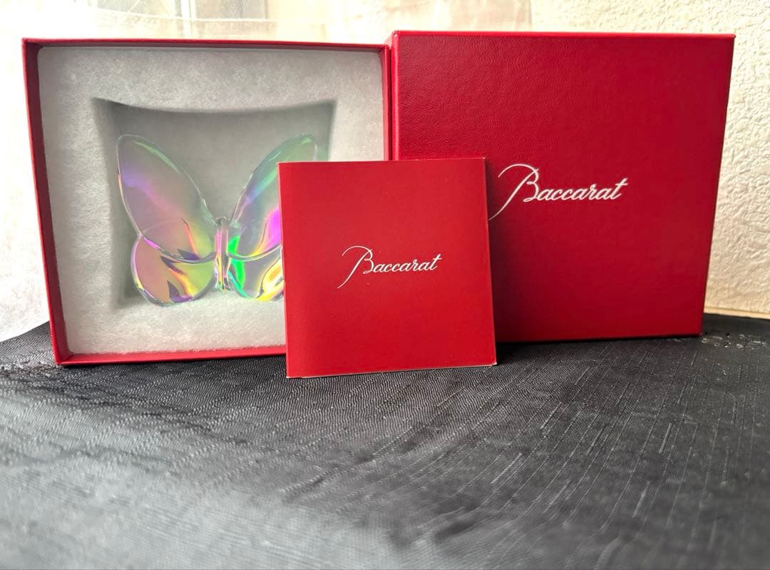 Baccarat 蝶のクリスタル置物 虹色
