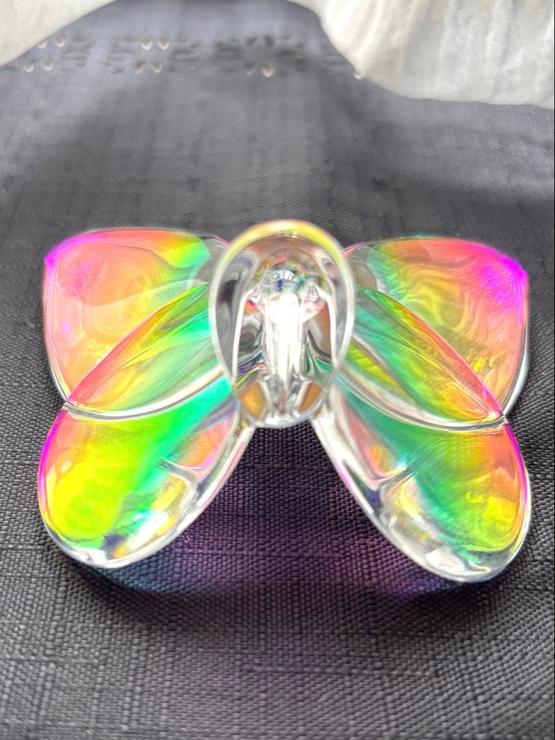 Baccarat 蝶のクリスタル置物 虹色