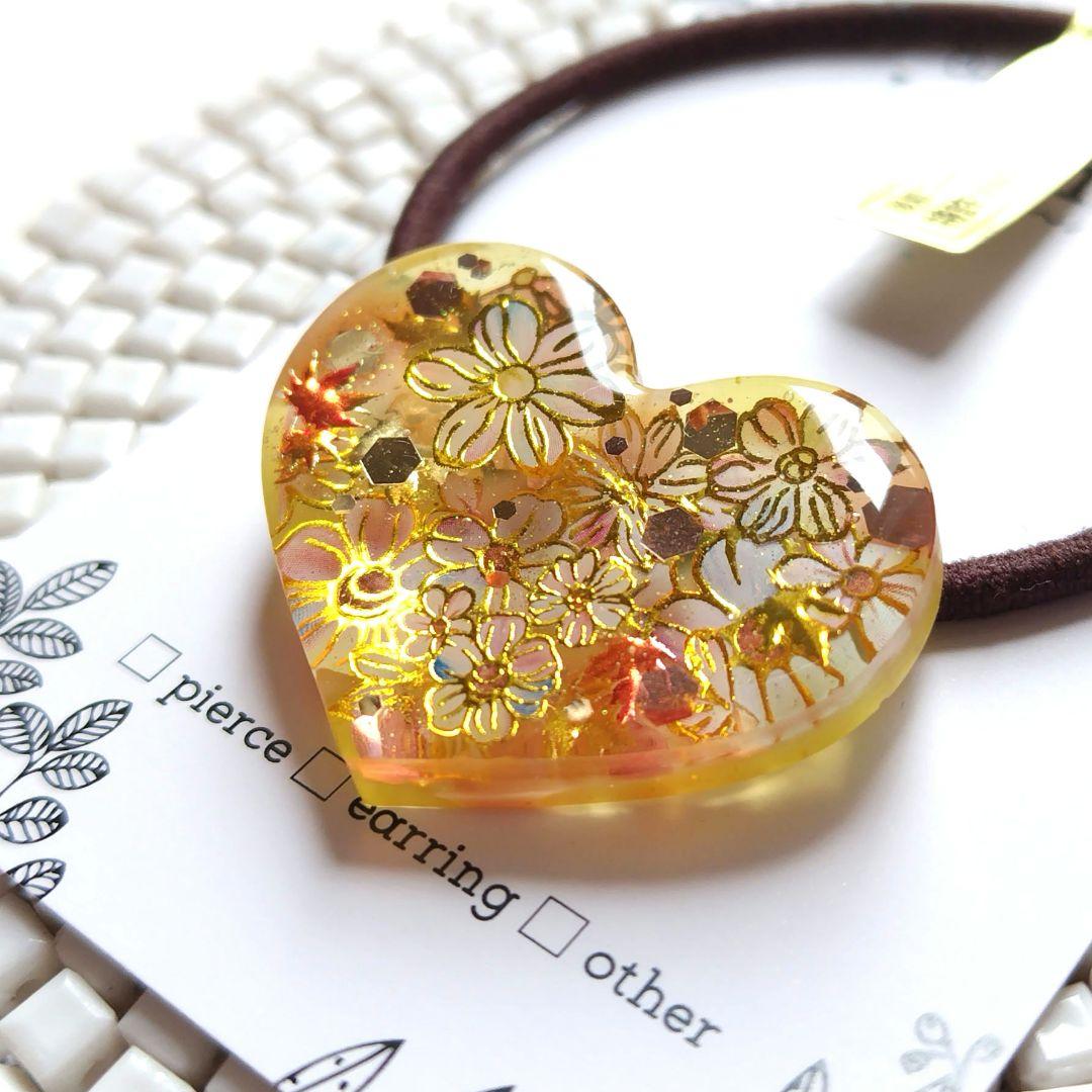 着物柄 秋デザイン ハート ヘアゴム