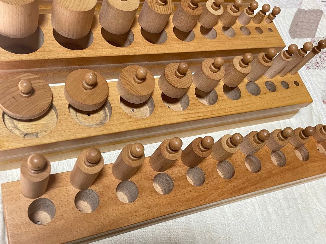 モンテッソーリ 教具　円柱さし(ペグさし) 10本セット✖️4種類
