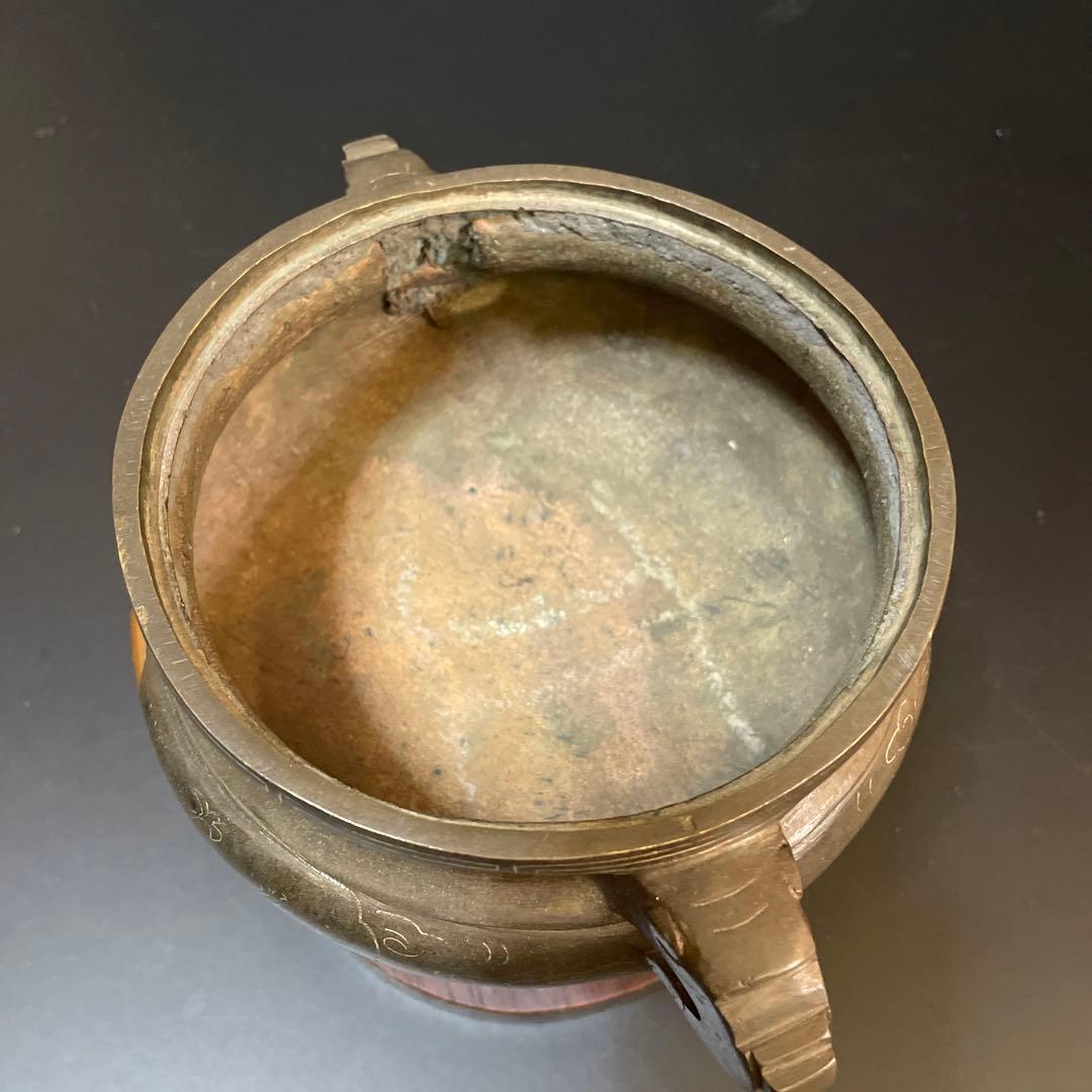 時代物　古銅　銀象嵌　香炉