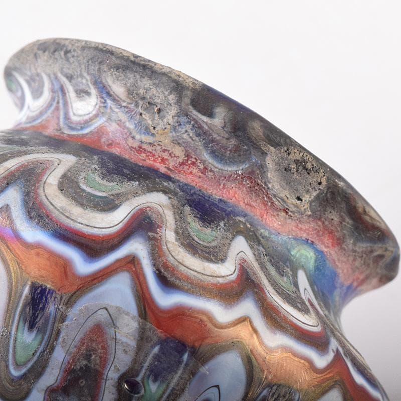 アンティーク　古代　ベネチアンガラス　ローマン硝子　古壷　V　R7612