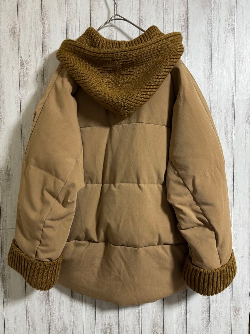 pinue ニットコンビダウンジャケットbrown ピヌエ