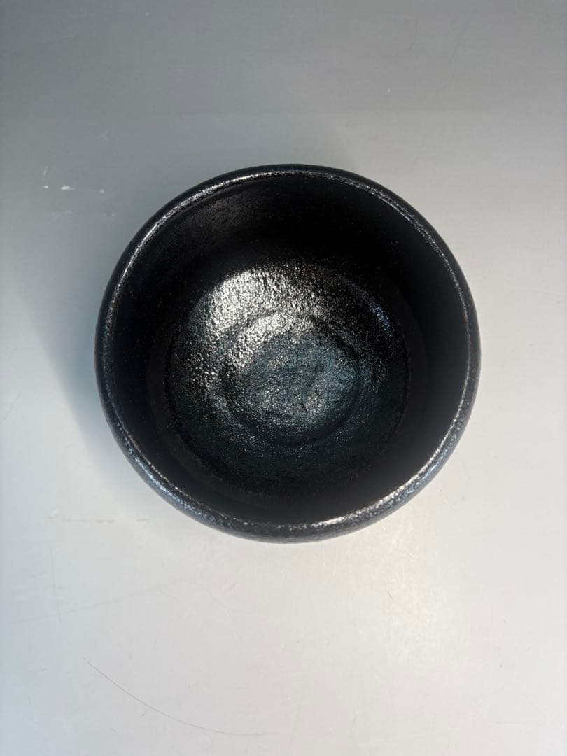 【中古品】玉水窯　黒茶碗　法谷文雅書付　銘『松風』共箱