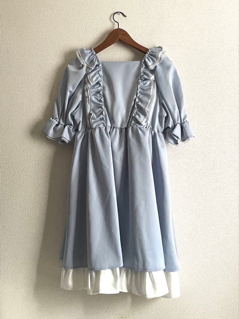 新品　Maria pipi マリアピピ 水着 水色フリルゴスロリワンピース