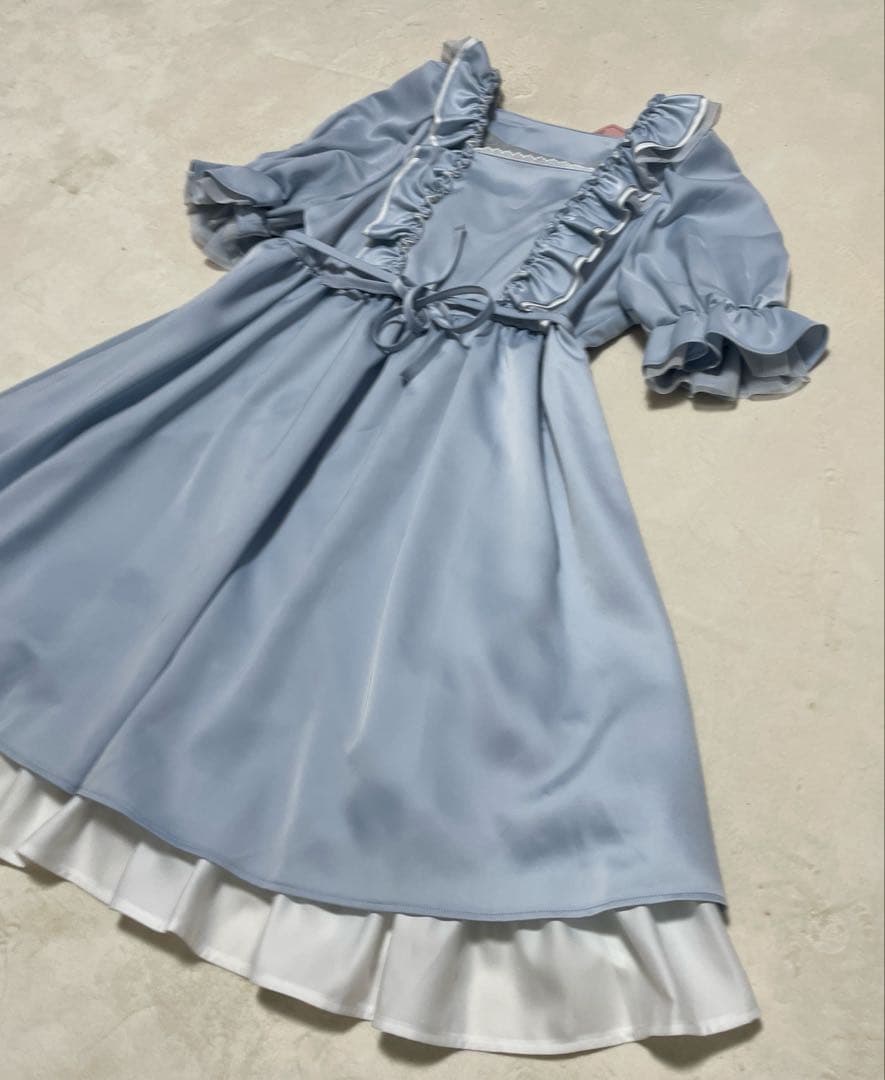 新品　Maria pipi マリアピピ 水着 水色フリルゴスロリワンピース