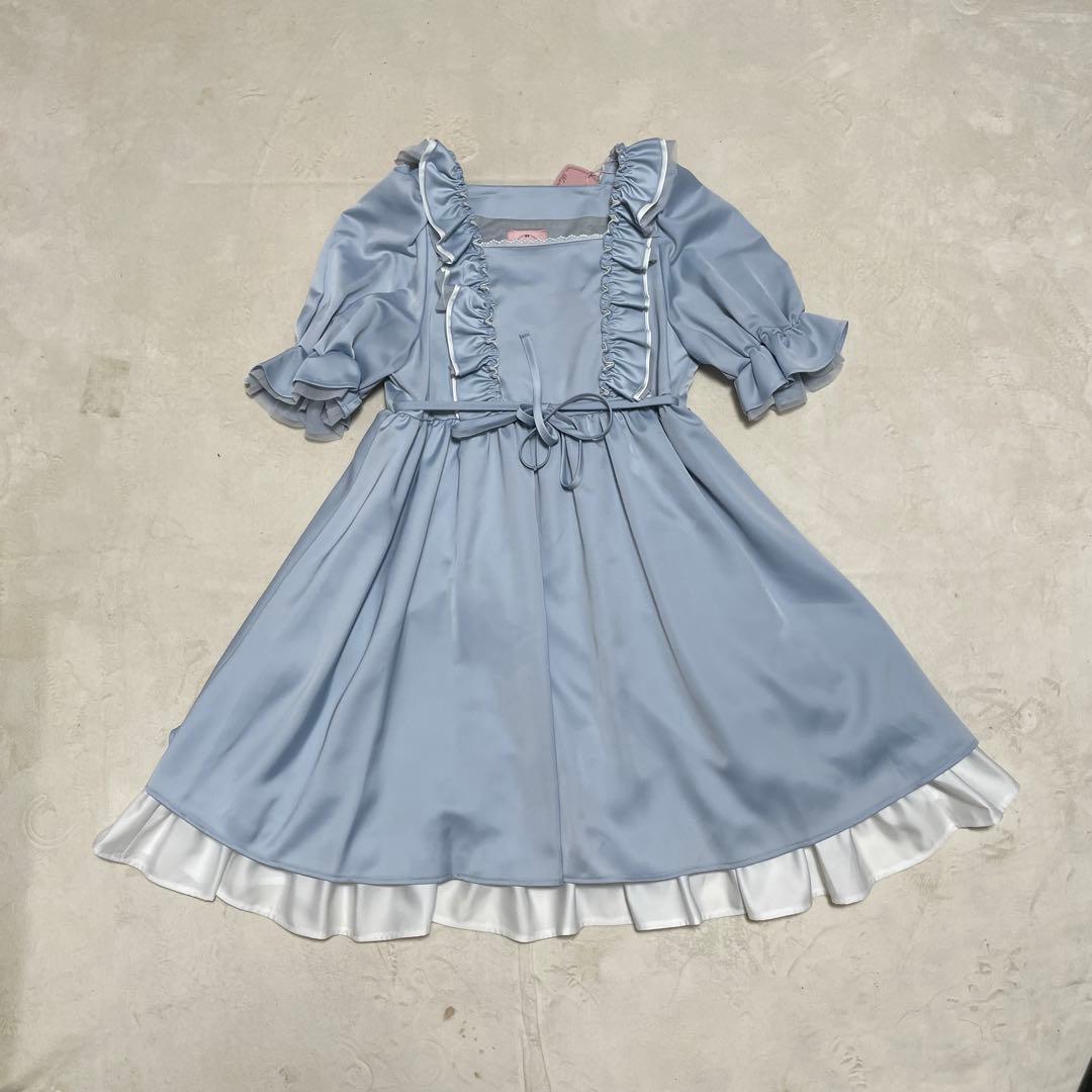 新品　Maria pipi マリアピピ 水着 水色フリルゴスロリワンピース