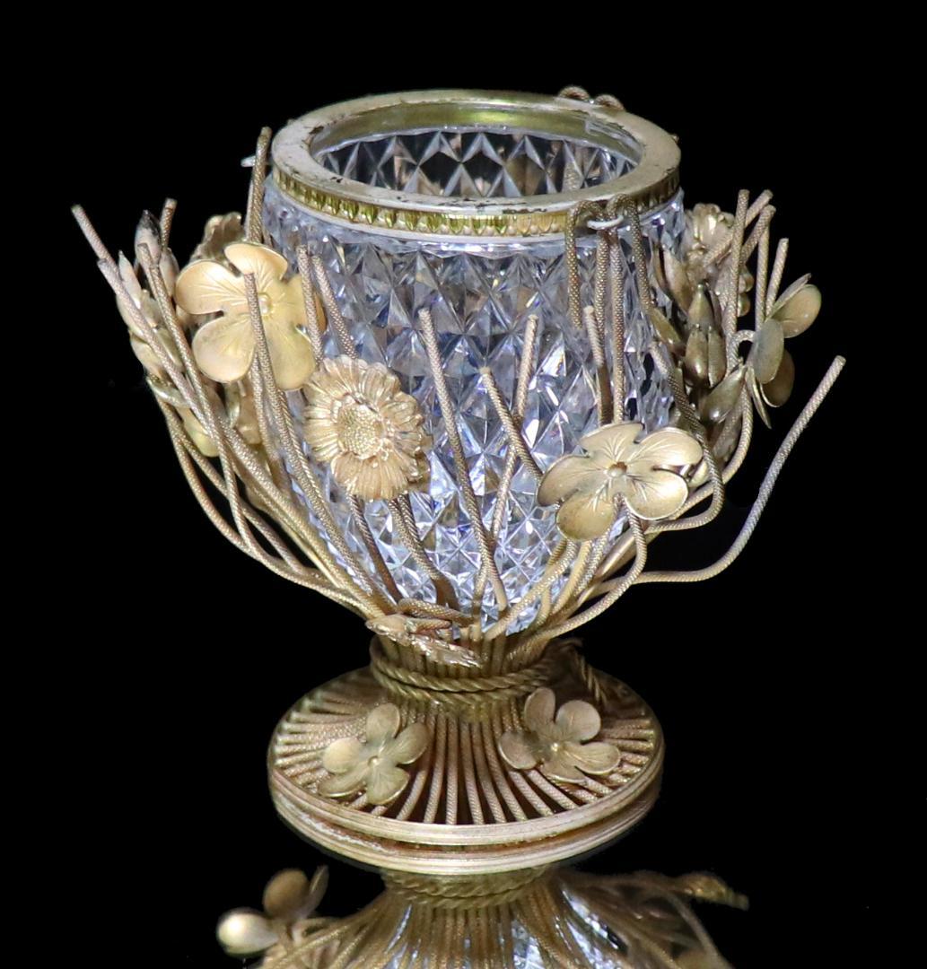 オールド・バカラ 博物館級 ブロンズ装飾 小物入れ ディアマン ビゾー 花瓶