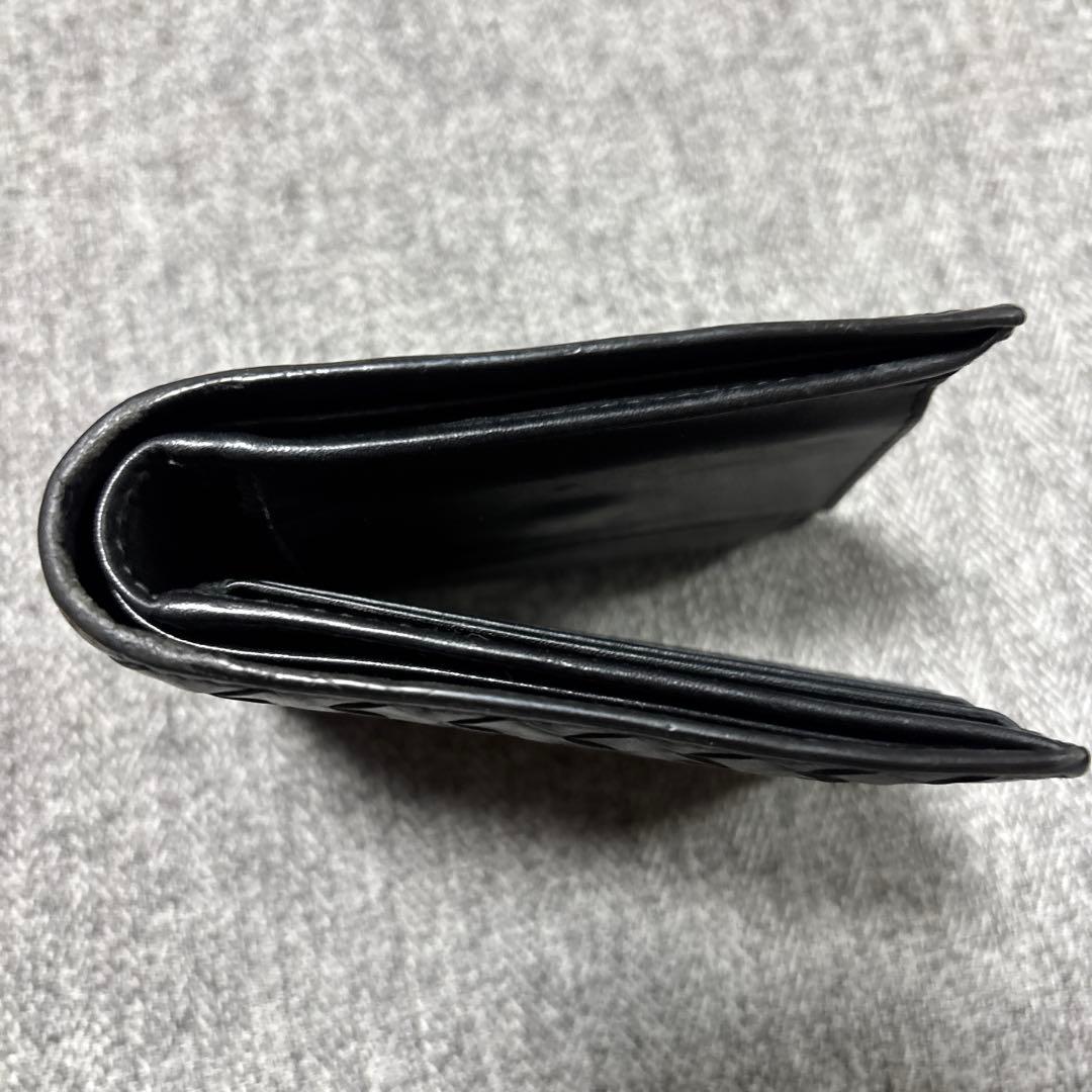 ボッテガヴェネタ イントレチャート レザー 二つ折り財布　ブラック