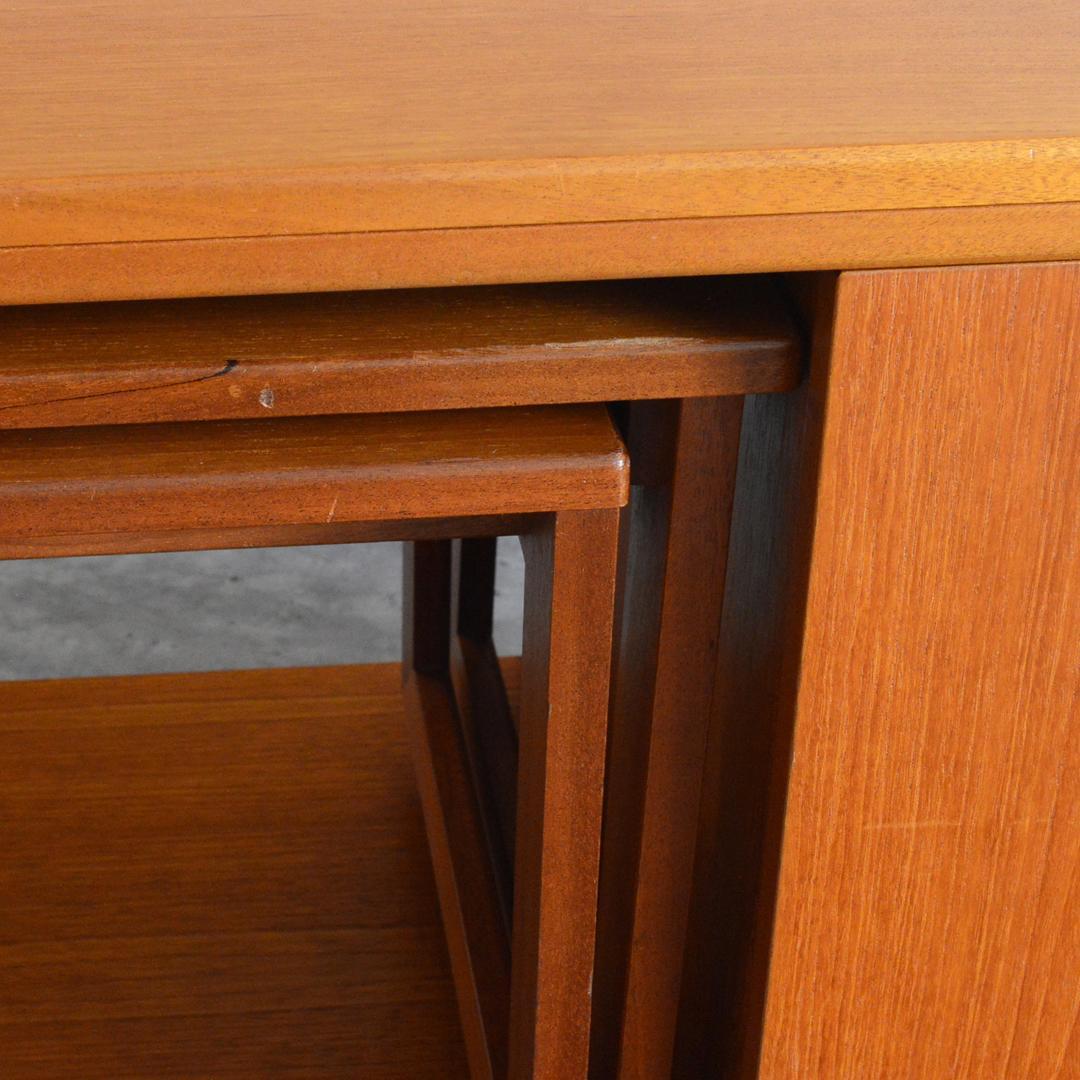 イギリスヴィンテージ チーク エクステンション ネストテーブル キャビネット付