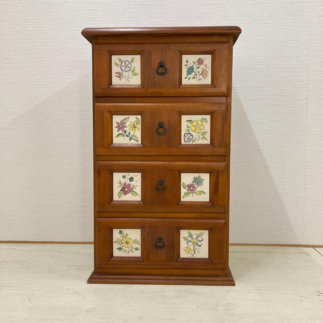 スペイン バレンシア　カントリー　４段チェスト　収納　タイル