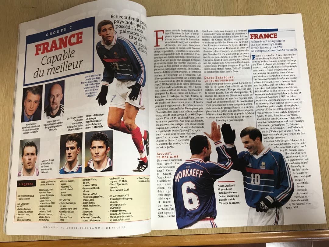 サッカーワールドカップフランス98オフィシャルプログラム