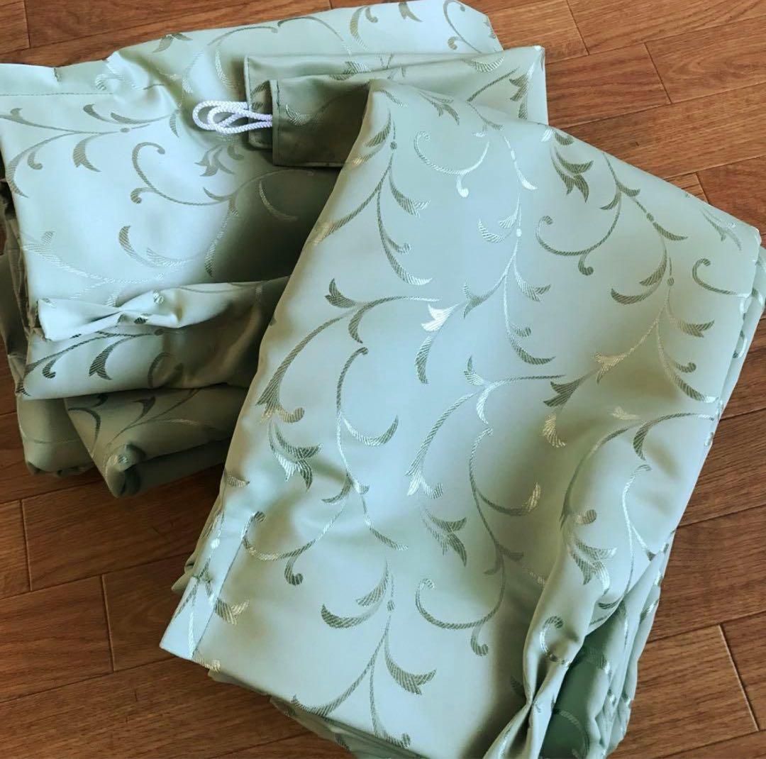 遮光カーテン 幅150cm×丈240cm2枚　グリーン