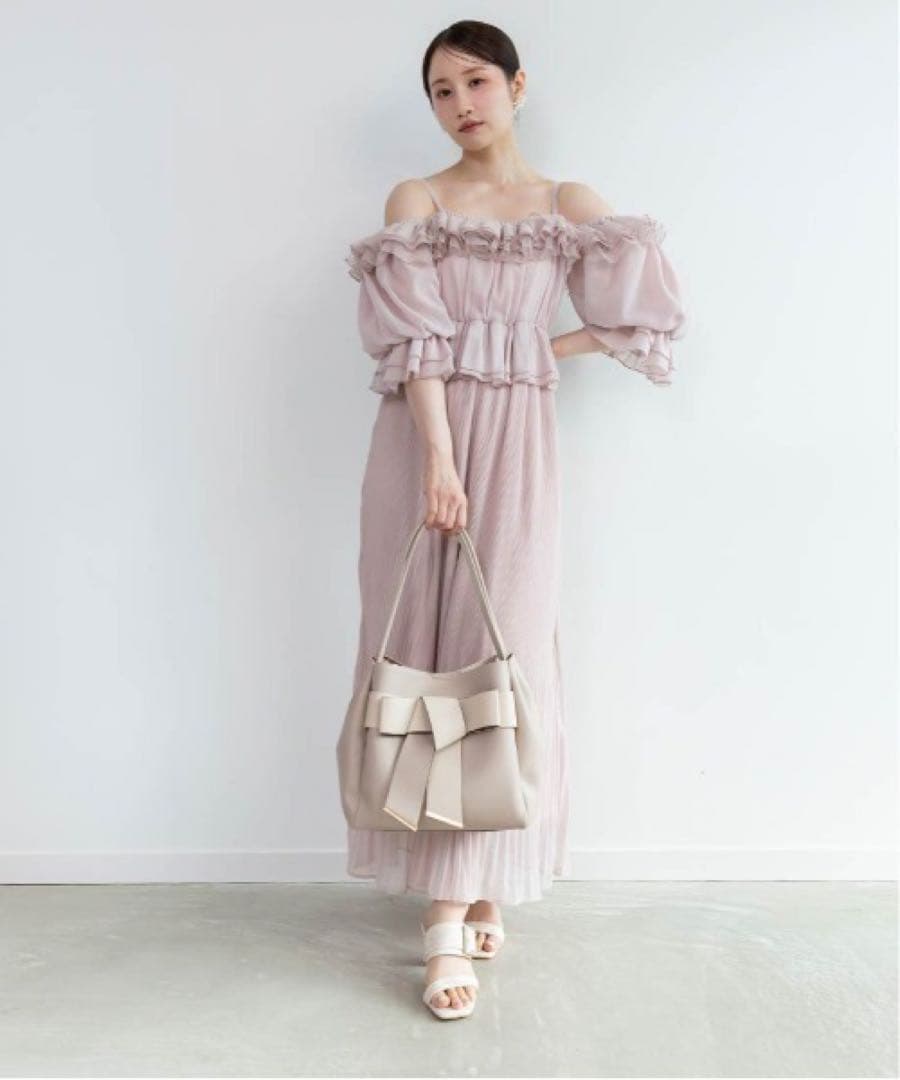 RANDA 【A4対応】リボントートバッグ ベージュ