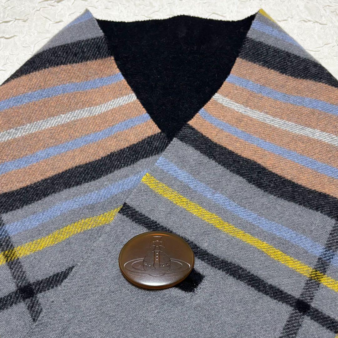 Vivienne Westwood ＊リバーシブル ボタン付ストール　ポンチョ