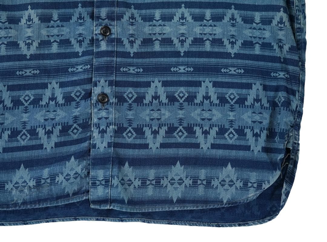 RRL 本藍染め インディゴ コットン サテン ワークシャツ ダブルアールエル