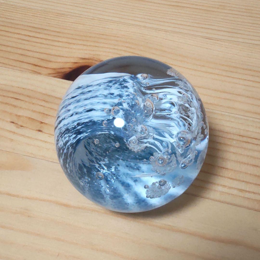 野口硝子  日本歳時記  宙吹きガラス  ペーパーウェイト  直径約7cm