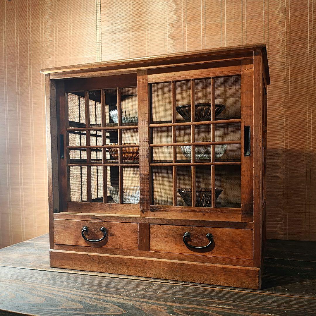 蠅帳　小引き出し2杯　食器棚　調味料棚　昭和レトロ　木箱　古家具