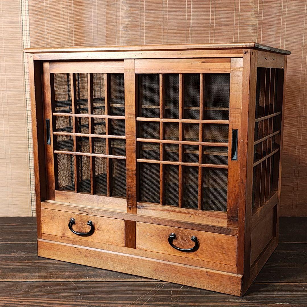 蠅帳　小引き出し2杯　食器棚　調味料棚　昭和レトロ　木箱　古家具