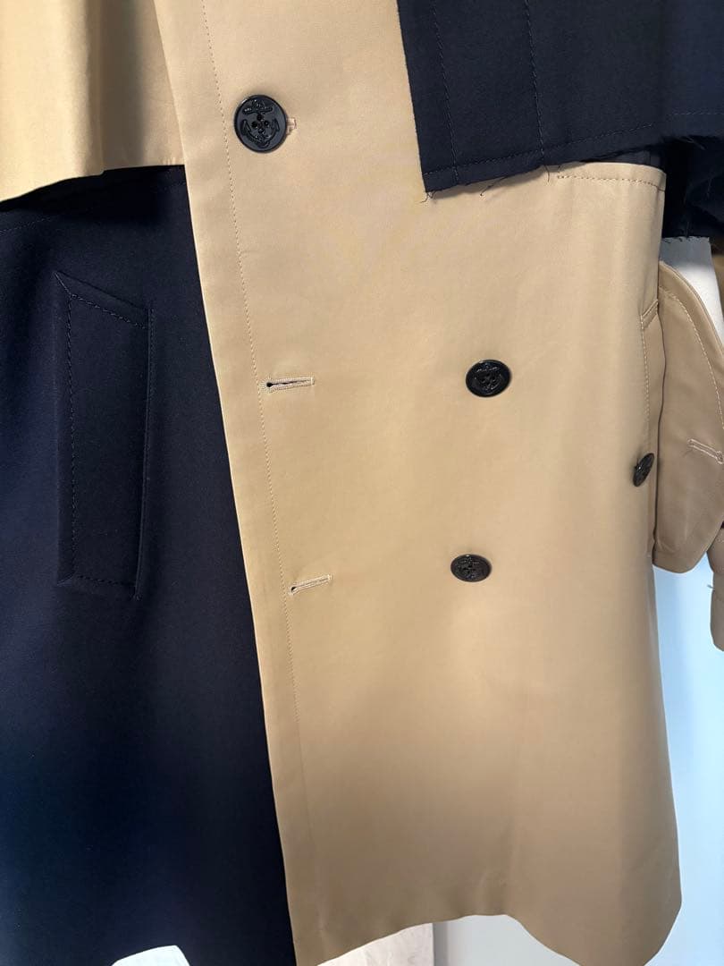 ほこり　sacai サカイ　バイカラー トレンチコート