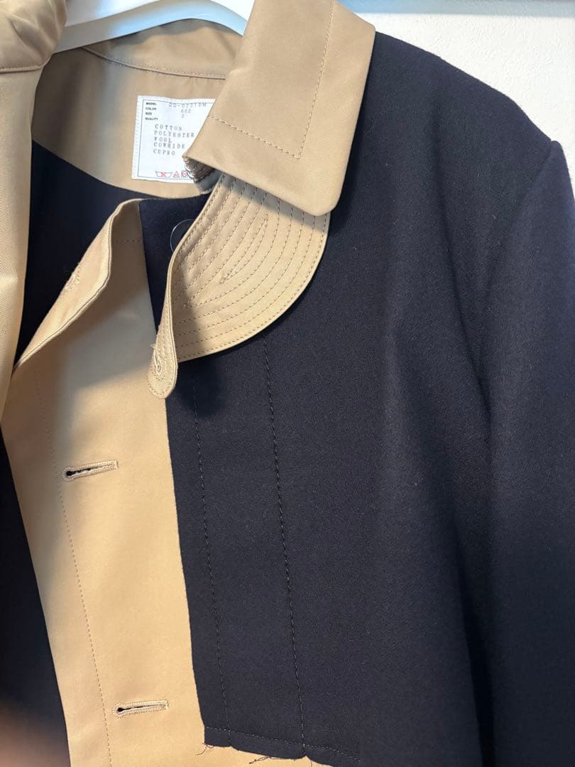 ほこり　sacai サカイ　バイカラー トレンチコート